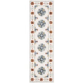 Safavieh Blossom Collection BLM901A Handmade Premium Wool Runner, 2'3" x 8' , Blue / Ivory