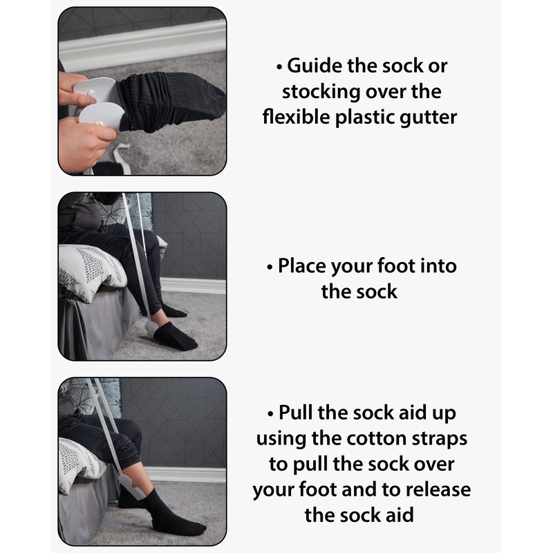 Aidapt Gutter Style Sock Aid,Easy Pull On Assistance for Elderly,Back