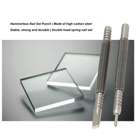 QANYEGN 2 Pcs Nail Set Tool, Double Ended Spring Nails Punch Tool, Hammerless Nail Set Punch for Carpenters and Finishers