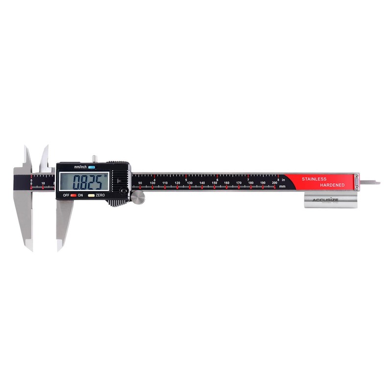 Accusize Industrial Tools 0-8'' x 0.0005'' 3-Key Electronic Digital Caliper