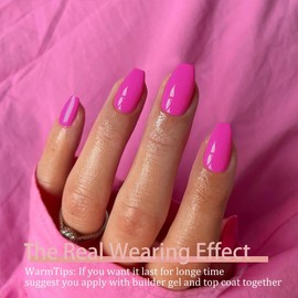 SXVME Gel Nail Tips Short Coffin Press on Nails Soft Gel Nails Tips 300Pcs Pre Colored Natrual Hot Pink Tips Press ons Soak Off Acrylic Fake Nails Extensions DIY