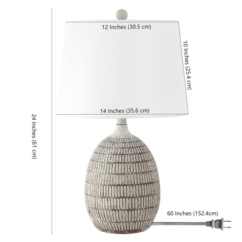 SAFAVIEH Lighting Collection Dewlen Brown/White 24-inch Table Lamp (LED Bulb