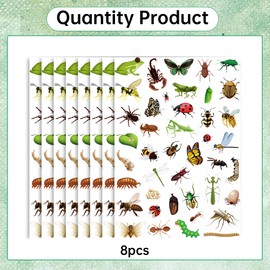 Bug Temporary Tattoos Decorations Kids - 200+ Bug Insect Tattoos Stickers Cute Insect Stickers For Kids Caterpillar Theme Birthday Party Favors Spring Summer Decoration Gifts Classroom School Prizes