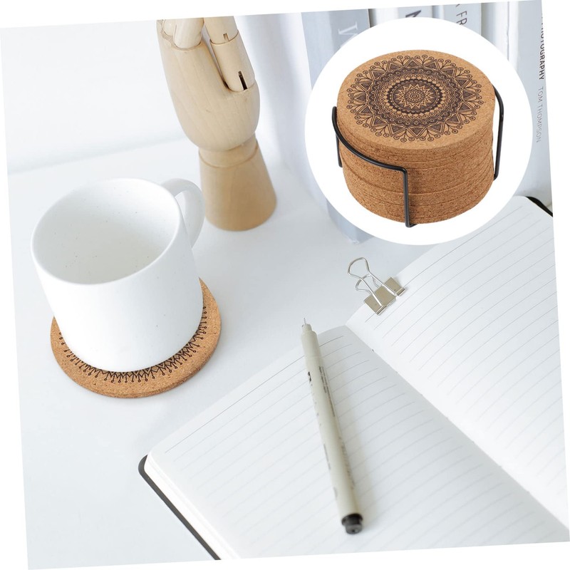GRIRIW 1 Set Creative Nordic Round Wooden Coasters Decorative Heat