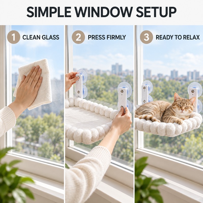 Cat Window Hammock for Indoor Cats – Strong Suction Cup