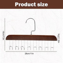 Belt Hanger for Closet – Wooden 360° Rotating Organizer with 8 Hooks, Max 24 Belts & Ties – Space-Saving Closet Storage for Belts, Ties, Scarves, Bras, Tank Tops & Accessories