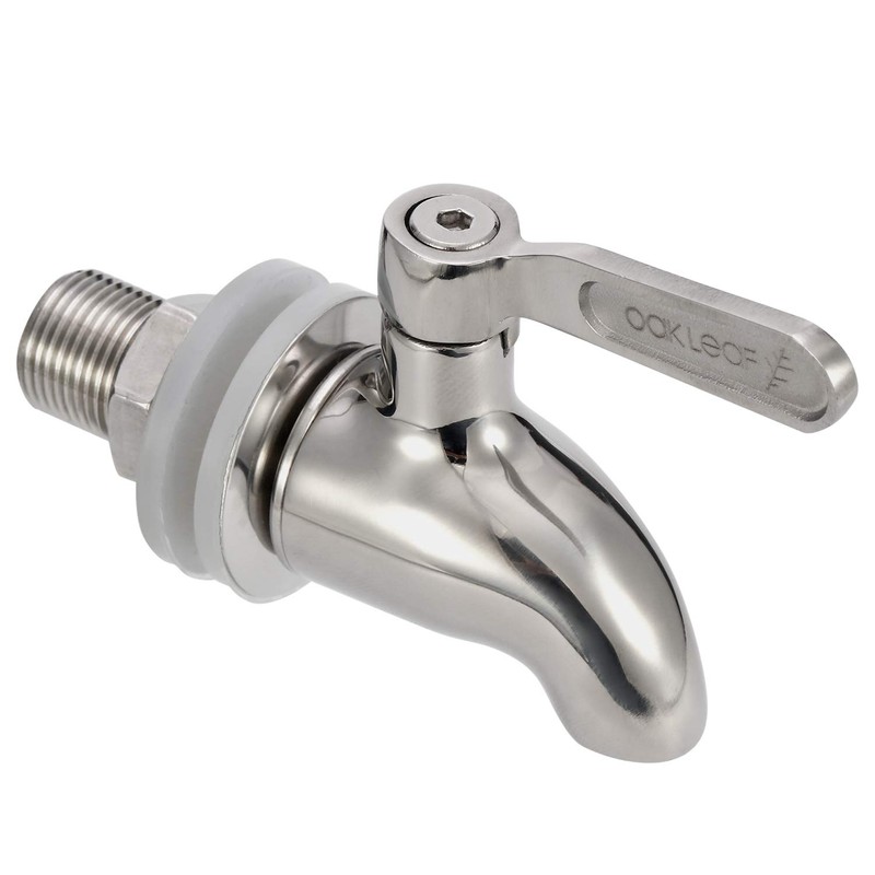 Oak Leaf Replacement Spigot for Beverage Dispenser, Stainless Steel Spigot