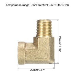 QUARKZMAN Brass Hose Fittings 1/8" NPT Male x 1/8" NPT Female, 2 Pieces 90 Degree Road Elbow Forged Pipe Fittings Adapter for Gas, Air, Oil, Propane