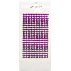 Kel-Toy Round Rhinestone Stickers, 5mm, 384 Pieces Per Sheet, Purple