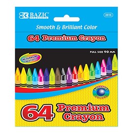 Bazic 64 Ct. Premium Quality Color Crayons, Case of 24