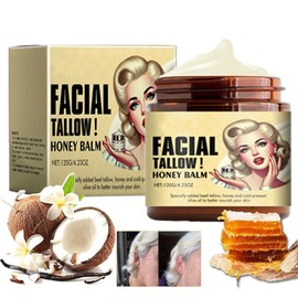 Natural Cebo de Res Para la Cara Sebo Organica, Tallow and Honey Balm, Crema Nutritiva Para Rostro y Cuerpo, Crema de Animales Alimentados con Pasto (1 pcs Sebo de Res Para la Cara Whipped)