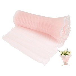 Chris.W 3 Packs Flower Wrapping Paper, 12.6 Yard Pearl Edge Bouquet Packaging Paper Wrinkled Translucent for Party Favor Decor, Florist Supplies Wedding Engagement Valentine’s Day Gift Packaging, Pink