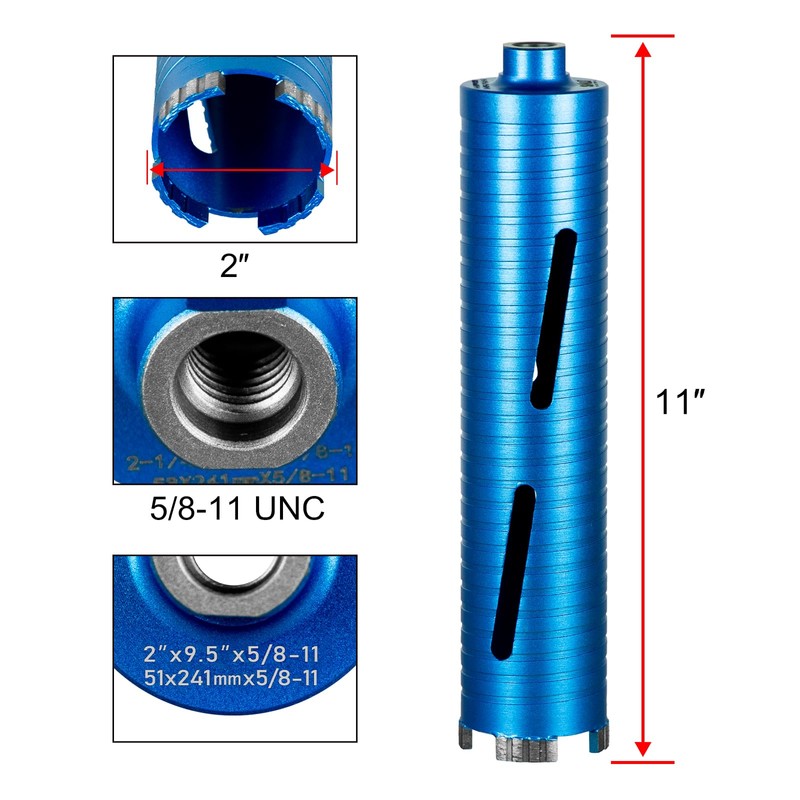SALI Diamond Core Drill Bits 2" Diameter 10"/254mm Drilling Depth