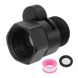 sourcing map Brass Chrome Shower Head Shut Off Valve, G1/2" Shower Control Valve Water Pressure Regulator Replacement for Shower System with PTFE Tape (Black, 39mm/1.54")