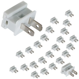 Aniai (25) Pack Vampire Plug, Slip and Slide Plug Add,Extension Cord Ends Male and Female, Replacement Electrical Plug 2 Prong, SPT-1 Wire (spt1 Male, White)