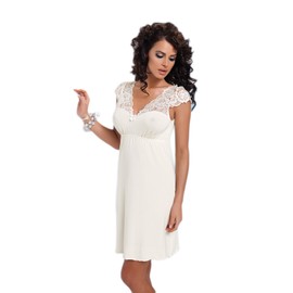 Donna Viscose Negligée, nightdress with fine lace trim in gift box - m