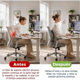 FUNY Soporte Lumbar para Silla de Oficina con Cojines para Silla Ortepedico de Memory Foam,Cojín de Asiento ergonómico,Cojín de Silicona para Oficina