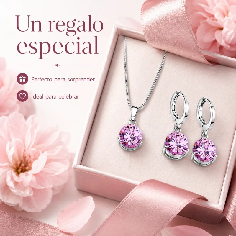 regalos mujer joyeria - Collar De Plata 925 Moissanita Rosa