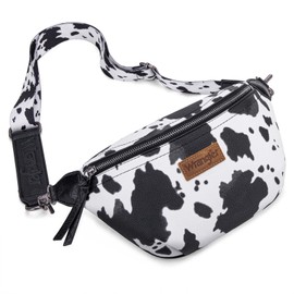Wrangler Cow Print Crossbody Bags for Women Fanny Pack Western Belt Bum Sling Purse with Adjustable Strap