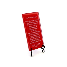Lifeforce Glass The Third Step Prayer Inspirational Glass Plaque. Beloved Prayer Provides Loving Support and Encouragement for Those in Recovery. Includes Folding Easel Red.