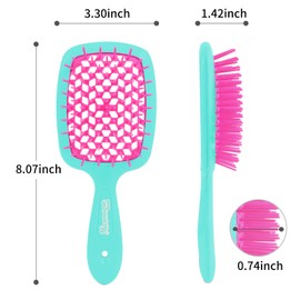 Maxmana Secret Detangler Hair brush,Detangling Brush, Massage Curl Comb for for Women, Men,Girls and Kids for Natural Curly Wet Dry Thick Straight Long Hair (GREEN+ROSE RED)