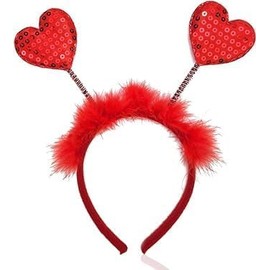 Jizlan 1Pc Red Heart Headband Sequin Love-shaped Head Valentine's Day Headband Hair Accessories Dress Accessories for Valentine Party Props