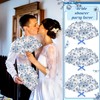 Vercraft 60 Pcs Blue Flower Plastic Hand Fans with Bow