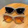Fashionable Cat Eye Glasses for Women Adorned with Rhinestones, Featuring