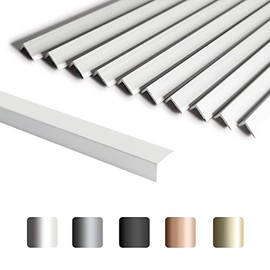 SUNWINGS 10-Pack 12 Inch Peel and Stick Aluminum Tile Trim, Decorative Kitchen Backsplash Trim Edge, Self Adhesive Tile Liner Matte Silver Medium