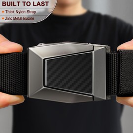 BULLIANT Men Stretch Belt, Nylon Rigger Web EDC Holster Belt for Gift Men Hiking Tactical Military Heavy Duty 1 3/8"(Black,36"-40" Waist Adjustable)