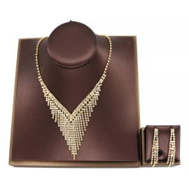 TECNOLOGÍA INFINITA Mujer Sets De Joyería Cristal Deco Boda Collar Arete Juego