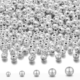 300 abalorio rellenas de plata para pulseras redondas de 3 mm, abalorio espaciadoras lisas de latón sin costuras para manualidades, fabricación de joyas