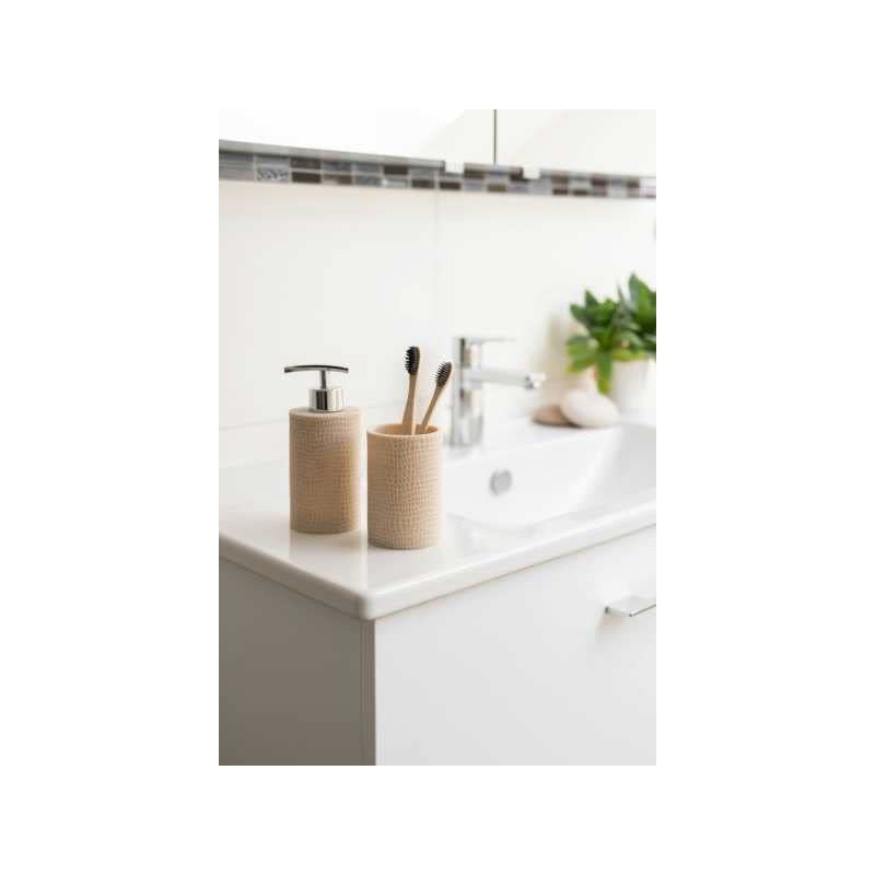 WENKO Zahnputzbecher Peanut Beige - Zahnbürstenhalter für Zahnbürste und Zahnpasta,
