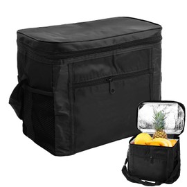 dentedeleao Thermal Bag Foldable Picnic Bag Insulated Bag Lunch Cool Bag Foldable Insulated Bag Small Cool Bags for Office, Work, Travel, BBQ and Picnic (1, Black, 27 x 17 x 24 cm)