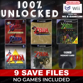 Unbraded Unlocked The Legend of Zelda Saves Completed GameCube Memory Card