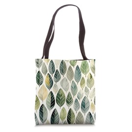 Green Watercolor Leaves with Gradient Shading Tote Bag