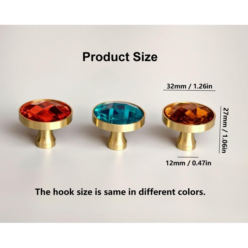 WIN CHAMP Solid Brass Rhinestone Wall Hooks, Coat Backpack Purse