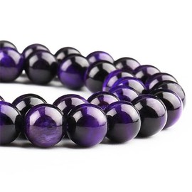 DIQIO Natural Purple Tiger Eye Beads for Jewelry Making - Stone Beads Gemstone Beads for Bracelets, 10mm Crystal Round Loose Beads(35-37pcs, 10mm, Purple Tiger Eye)