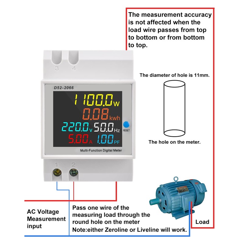 diymore Electricity Meter DIN Rail 1 Phase AC 40-300V 100A