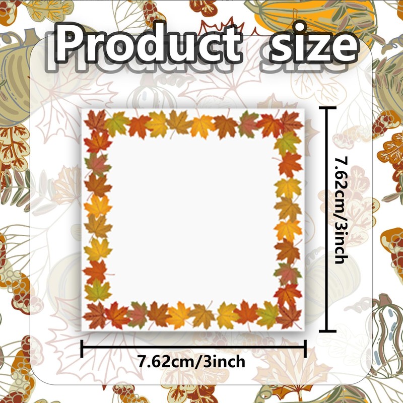 16 Pieces Fall Sticky Notes 3x3 Inch Cute Fall Pumpkin