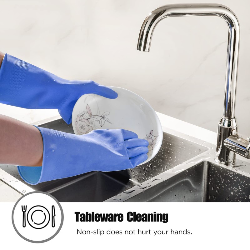 Rubber cleaning gloves yellow 3 or 6 Pairs for Household,Reuseable