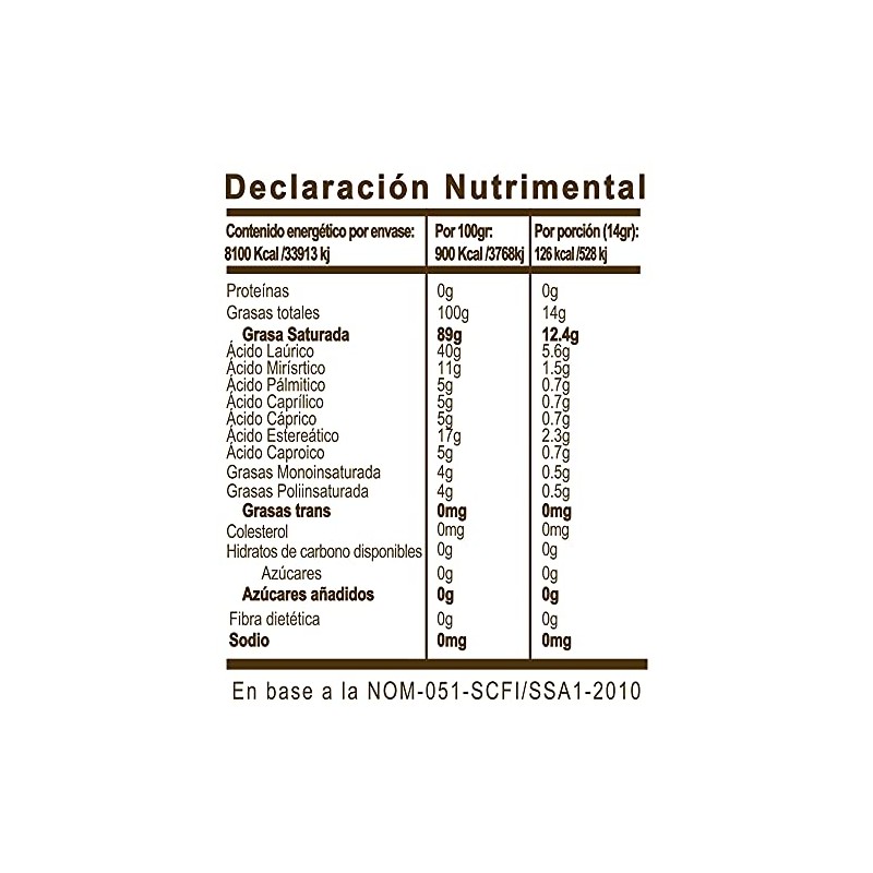 Enature Aceite de Coco Orgánico Sin Olor ni Sabor, 1