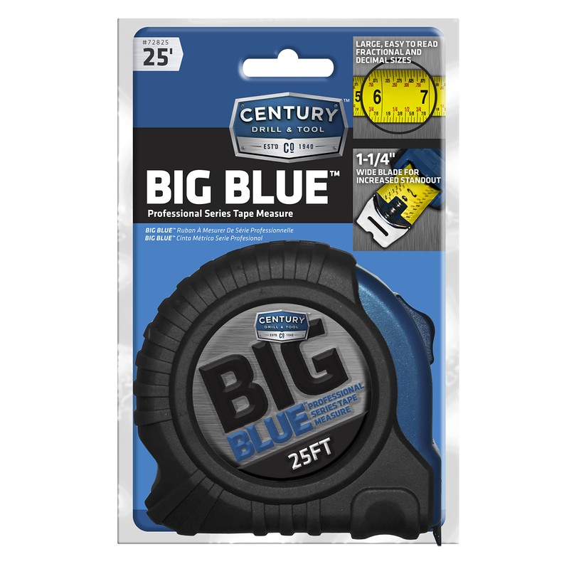 Century Drill & Tool 72825 Big Blue Tape Measure, 25-Foot