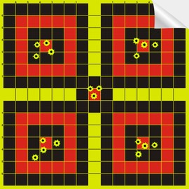 OSHOTX Splatter Targets - 12 x12 inch Reactive Self Adhesive Shooting Target Paper for The Range - Easily See Shots Burst Bright Yellow Points (10 Pack)