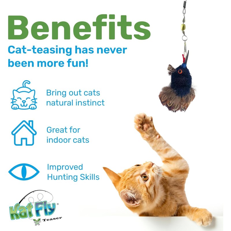 Kat Fly 3 Inch Handmade Cat Toy Teaser Wand Refill
