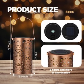 VIHOSE 4 Pack Owl Solar Lanterns Owl Solar Lights Outdoor Garden Waterproof Lights Hanging Garden Decor for Patio Yard Deck Porch Balcony Lawn Gardening Decoration Gifts