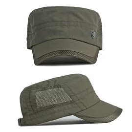 LOJAX Men's Work Cap, Summer Cool Mesh Work Cap, Light and Flirty Quick Drying, Sports Hat, Fishing Walking Baseball Cap, armygre