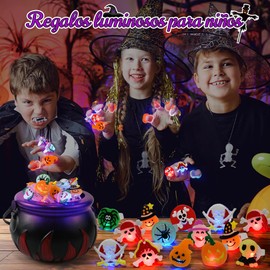 50 pcs 3D Halloween juguetes,Regalos de fiesta de Halloween ,Incluir 50 Anillos de Brillo LED, luminosos Regalos Fiesta de Halloween, Neon para Fiestas