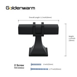 goldenwarm 12 Pack Black Cabinet Knobs for Dresser Drawers Kitchen Hardware Knobs,Stainless Steel&Zinc Alloy，Single Hole,Square Tube Tower Foot