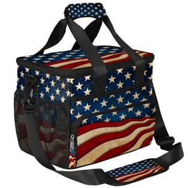YoCosy Insulated Cooler Lunch Bag Usa American Flag Vintage Lunch Box Leakproof Large Tote Bag Reusable for Women Men Picnic Travel (15L)